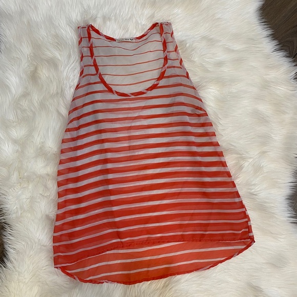 Sheer Striped High-Low Razorback‎ Tank 🧡 - Picture 3 of 4